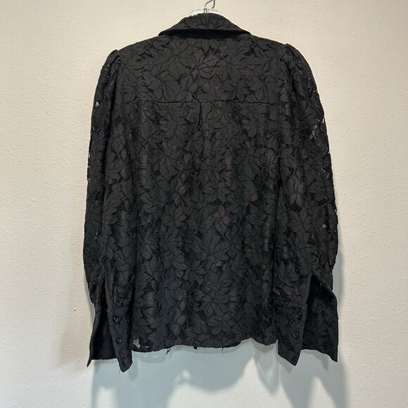 Petal And Pup Womens Top Small Floral Lined Dark Fairy Business Casual Sheer Slv - Picture 5 of 11